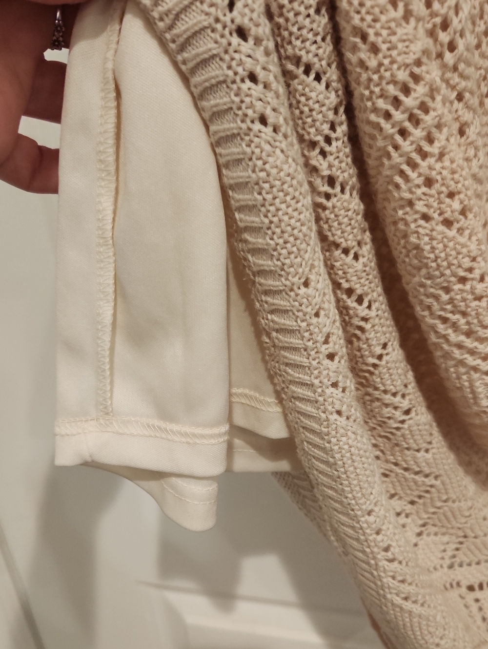 Freshman 1996 Neutral Cream Crochet Knit Midi Skirt Bohemian - Picture 7 of 8